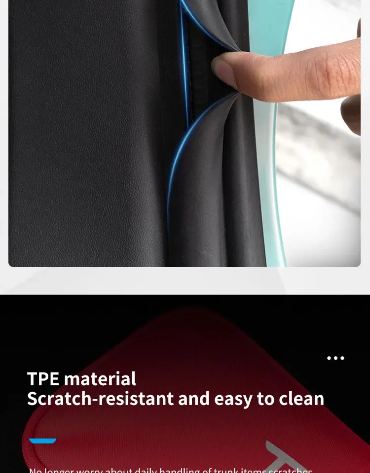 Geeignet für Tesla 2021-2024 Model Y – TPE Kofferraumschutz, Kratzfeste Heckabdeckung & Stoßstangen-Organizer-Pad. – Detail 6