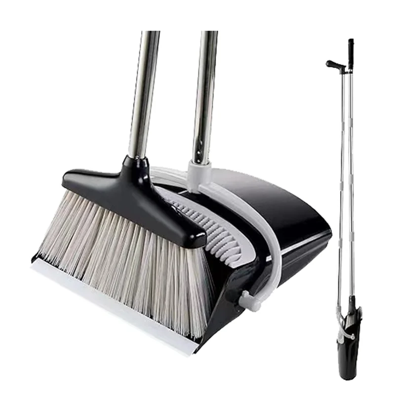 RMWIN-Broom And Dustpan Combo Set For Home Kitchen Office, Combination With Dust Pan Teeth For Hair Removal