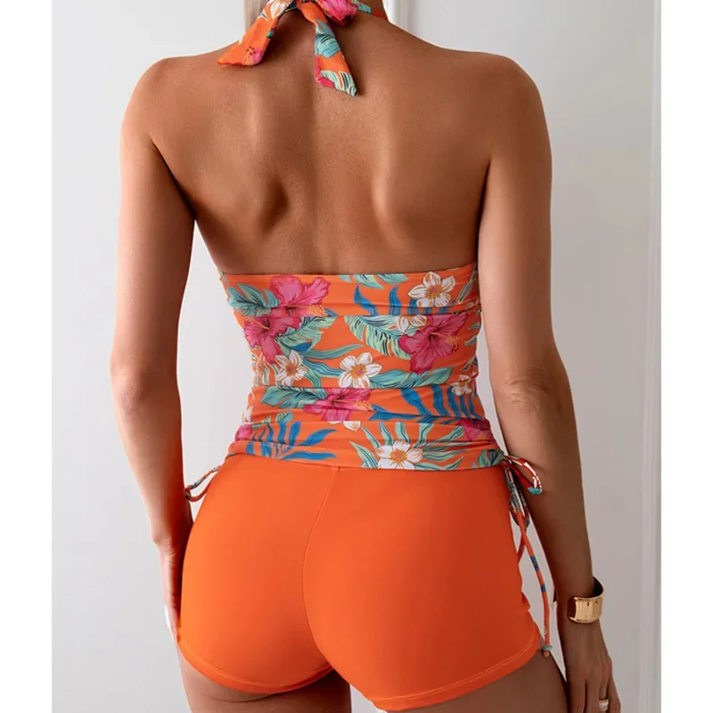Verão sexy impressão maiôs tankini conjunto feminino de duas peças roupa de banho praia natação wear fatos de banho piscina terno de natação feminino