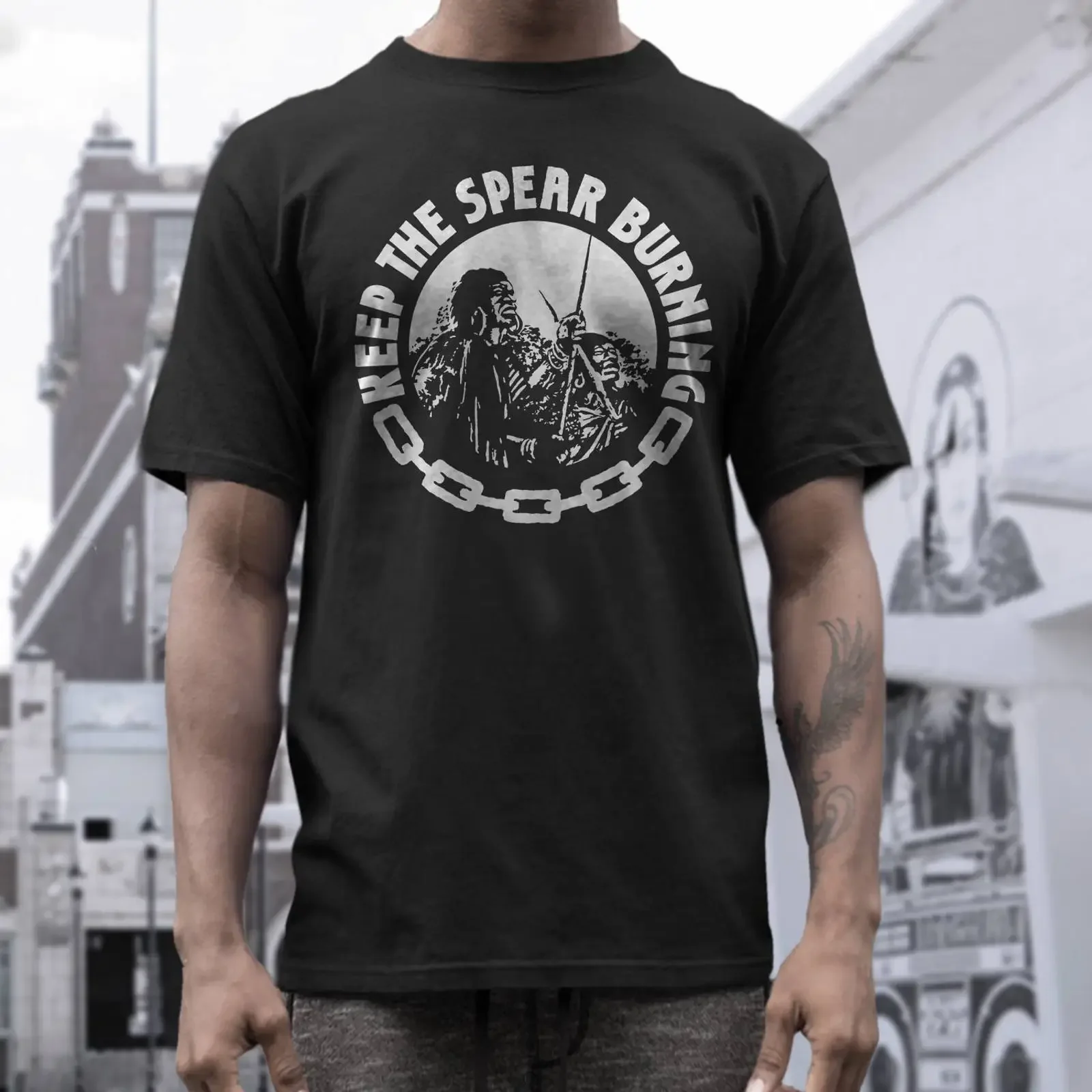 Burning Spear band t shirt reggae dub vintage Washed Stylish Unisex designer clothes Soft fashion Versatile Stretched