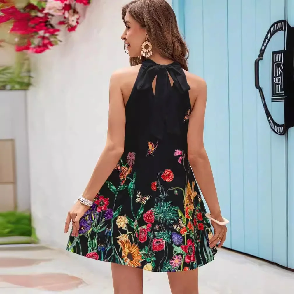 Robe courte à imprimé floral pour femmes, élégante, à la mode