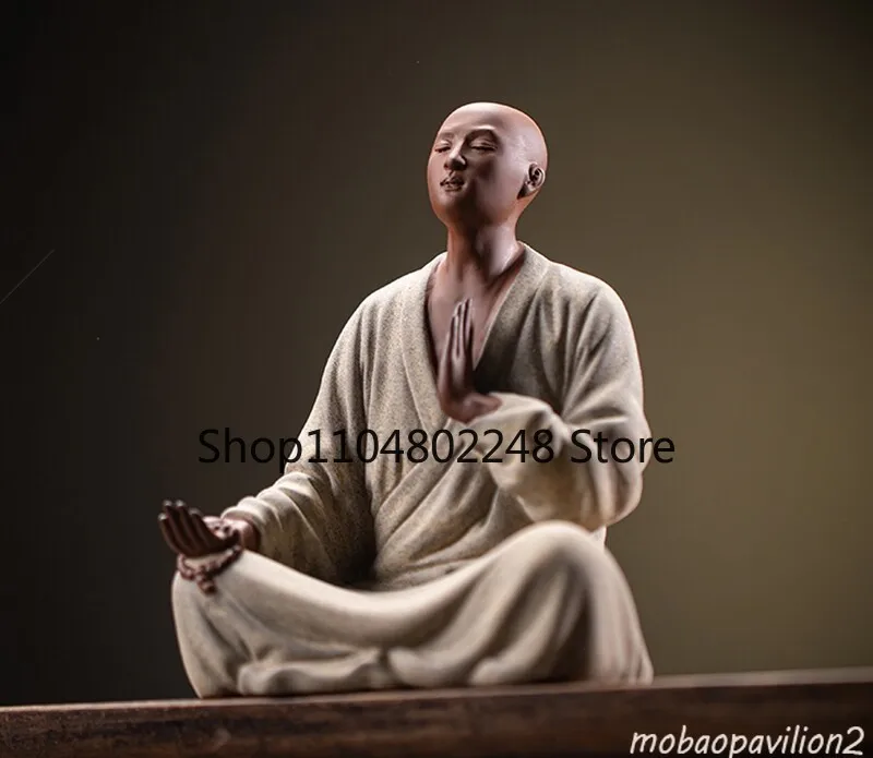 New Zi Sha Sand Monk Statue Buddha Buddhism Zen Praying Meditation