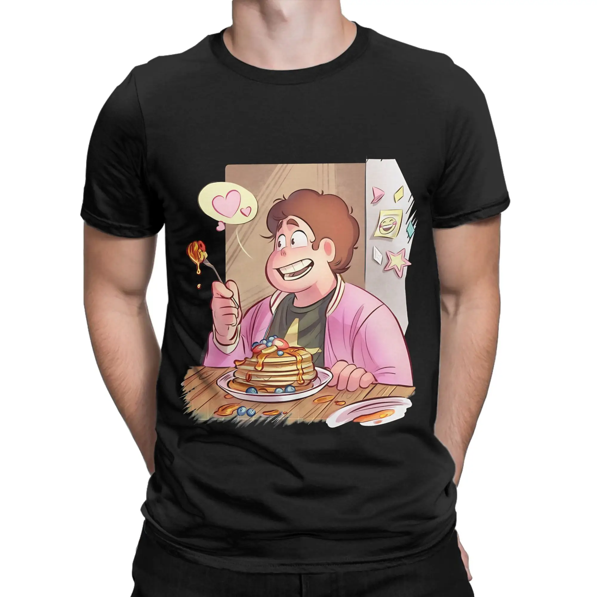 Steven Universe eating pancakes Sweet SU Classic Funny 100% Cotton T-Shirt Steven Universe Tops Tees For Men