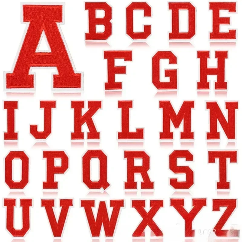 1PCS Big Red English Letter Embroidered Cloth Sticker 8cm Letter Patch Sticker Bag Decoration