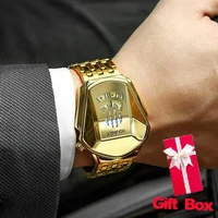 Reloj de pulsera para hombre, marca de lujo dorada, banda de acero inoxidable, relojes de cuarzo a la moda para hombre, reloj Masculino 2025