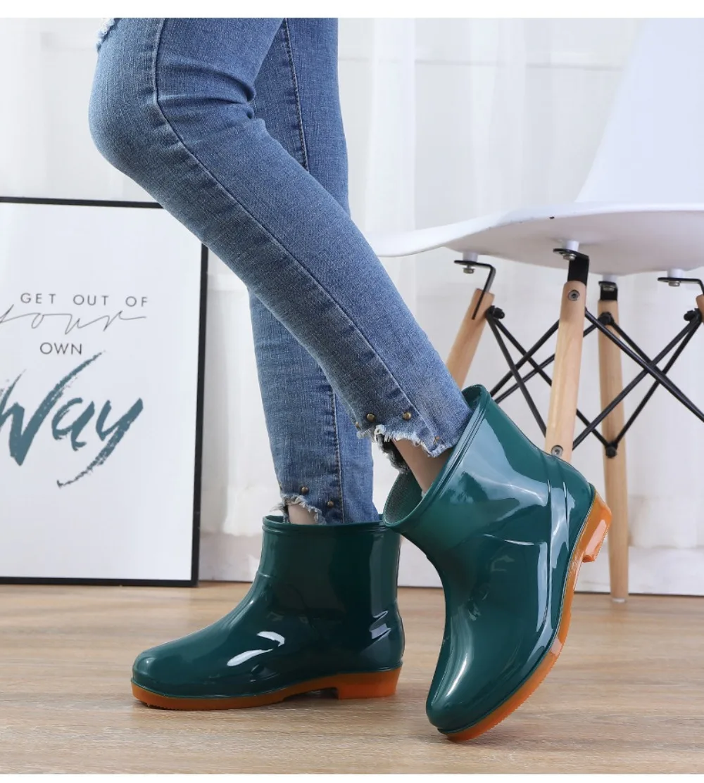 Rutschfeste Damen-Kurzregenstiefel, Wasserdichte Leichte Garten-Regenschuhe, Langlebige Niedrige Wasserschuhe für Outdoor, Küche, Arbeit – Detail 7
