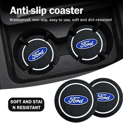 Car Logo Coaster Water Cup Seat Cushion Anti Slip Pad For Ford Focus Mondeo Kuga Fiesta MK7 Escort Explorer Edge 2 4 MK2 MK4