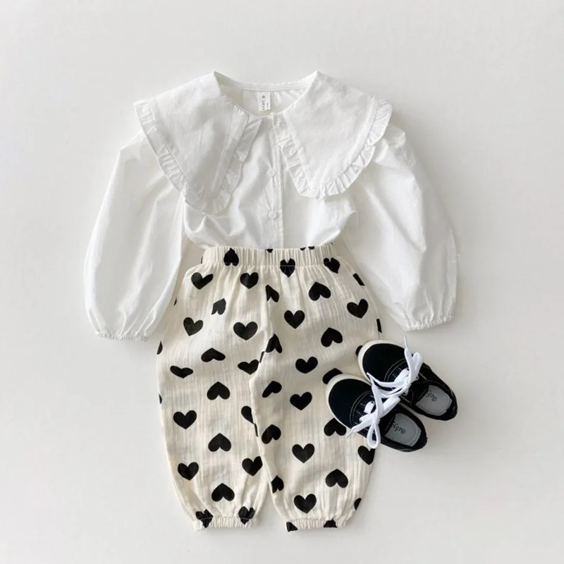 Summer Ins Boy Baby Love Print Thin Loose Casual Pants Girl Children Comfort Soft Floral Anti-mosquito Pants Kid Cotton Trousers