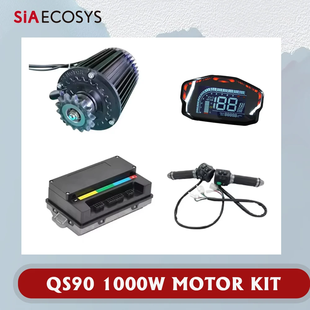 QSMOTOR QS90 1000W 72V 2000W Peak Mid Drive Motor 428 Sprocket Kit with Votol EM50SP 4320W 190A Sine Wave Controller IP67