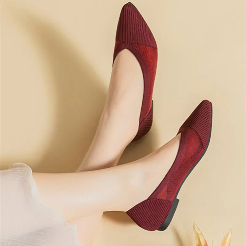 

DIMANYU Flat Shoes Female Summer 2025 New Mesh Women Shoes Large Size 41 42 43 Knitting Pointed Flat Shoes Ladies