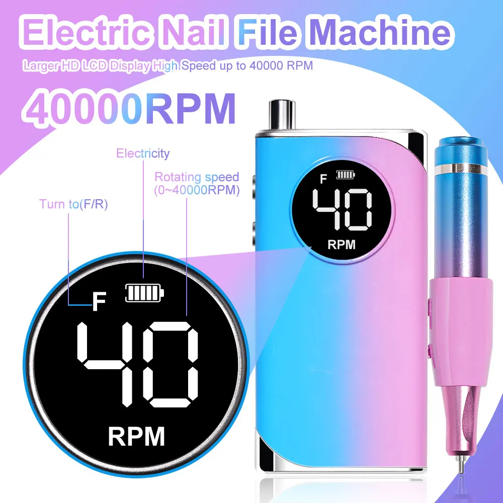 35000RPM Electric Nail Drill Nail Polish Machine Metal Grinding Head Profession Sander Nail Glue Polishing Machine Nail Salon