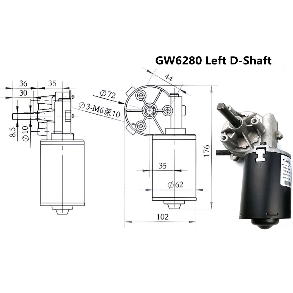 24V DC High Torque Worm Gear Rreducer Motor 30rpm 50rpm 100rpm Worm Gear Motor Wiper Barbecue Grill Motor Turn Right Or Left