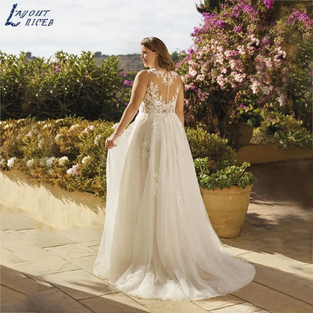 NICEB-vestido de novia con tirantes finos, traje de tul con Espalda descubierta, corte en A, sin mangas, con botones, para fiestaNICEB-vestido de novia con tirantes finos, traje de tul con Espalda descubierta, corte en