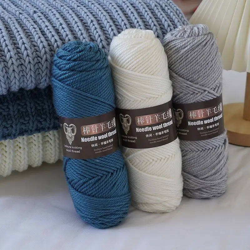 

500g/set Thick Wool Yarn Alpaca for Scarf Hand Knitted Sweater Coat Skein DIY Bamboo Needle Hats Vests Thread Warm Soft white
