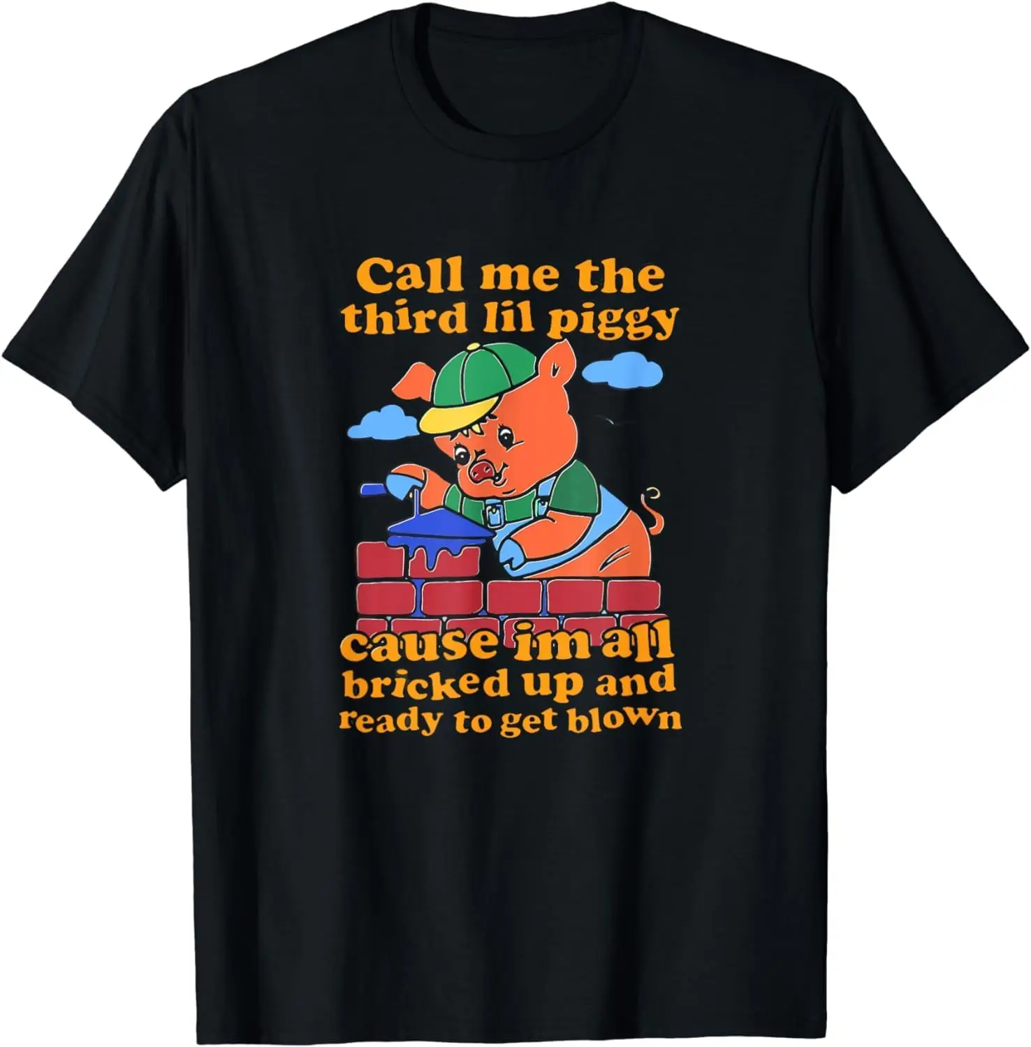 Call Me The Third Lil Piggy Tees Cotton Luxury brand vintage oversized