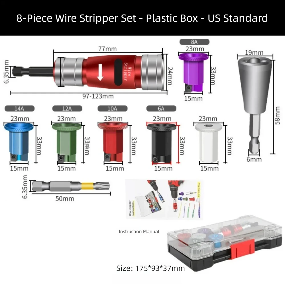 

Hard and Soft Wires Waterproof Wire Stripper Kit for Electric Compatible Drill Wire Stripper Cable Stripping Tool Set with