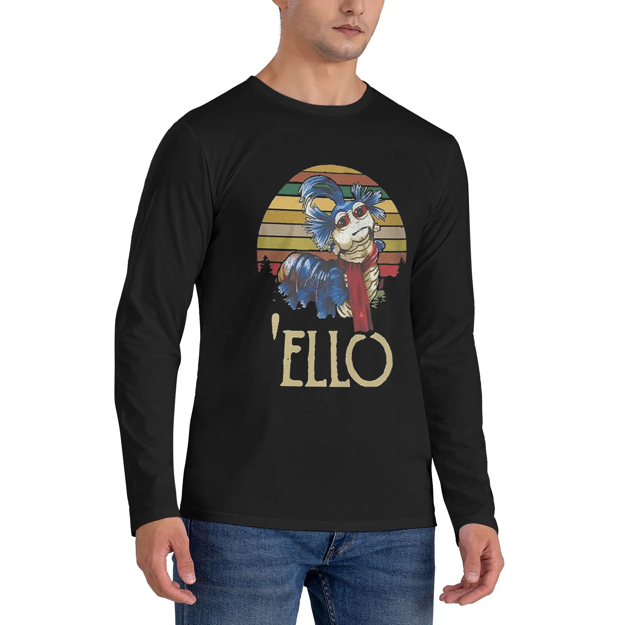

Labyrinth The Worm Ello Cult Labyrinth Men's Long Sleeved T-shirt Breathable Round Neck T shirts Spring and Autumn Men tops