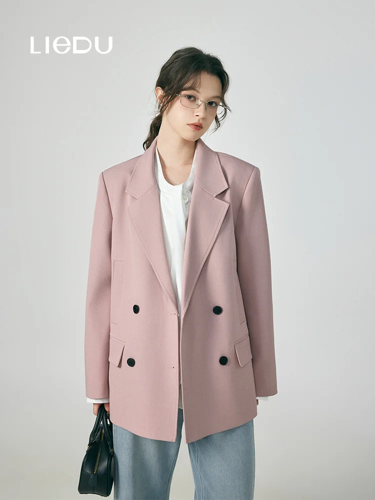 LIEDU French Vintage Fashion Elegant Commuter Women Pink Suit Jacket Loose Casual Blazer Spring Summer Office Daily Outfit