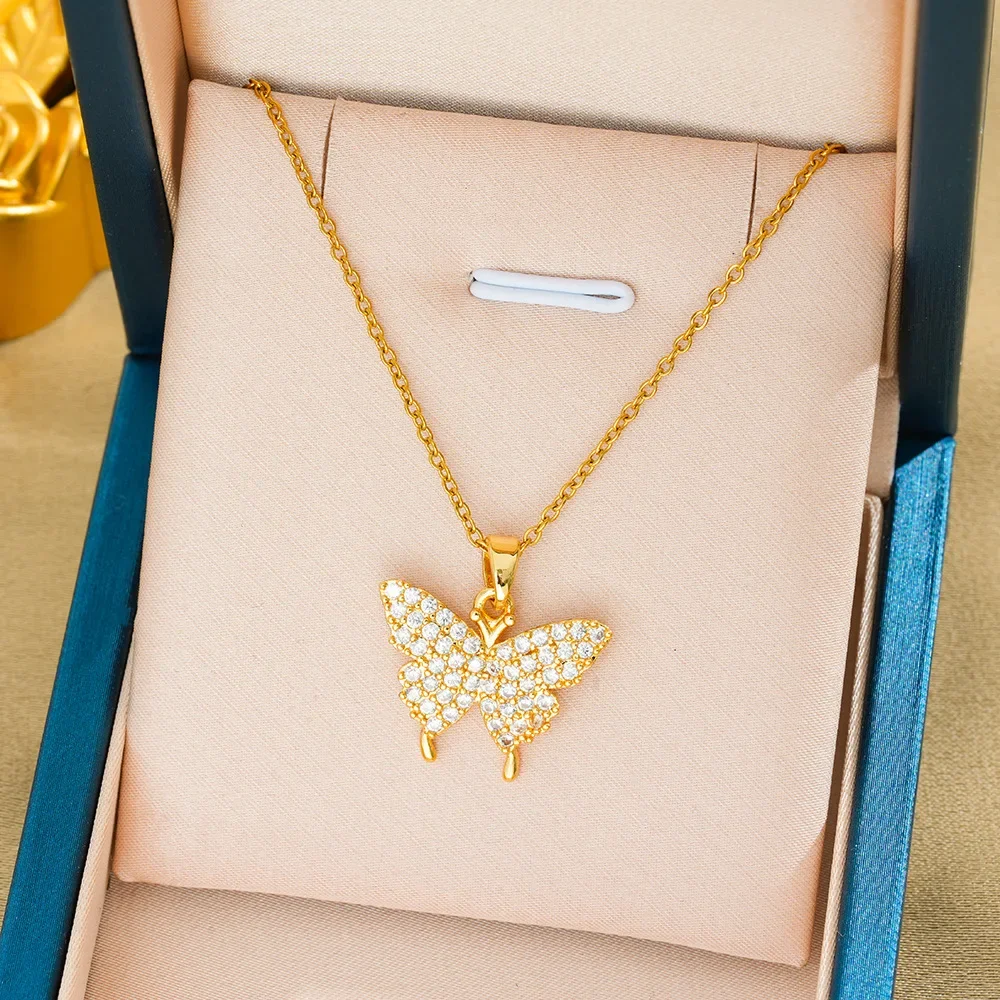 

Simple and elegant, light luxury, best-selling, versatile butterfly-shaped titanium steel women's necklace