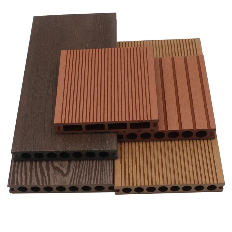 

Outdoor wood plastic floor round hole pvc plastic wood embossed floor