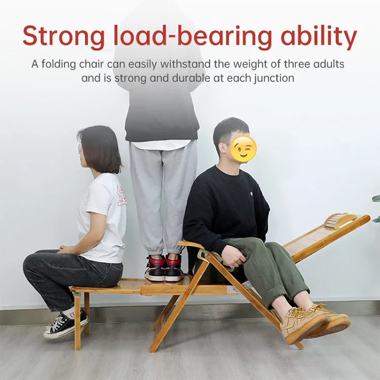 كرسي استرخاء قابل للطي من الخيزران بتصميم عصري خفيف الوزن، كرسي استلقاء للتشمس للأثاث المنزلي لحديقة فناء الشاطئ الخارجية #4