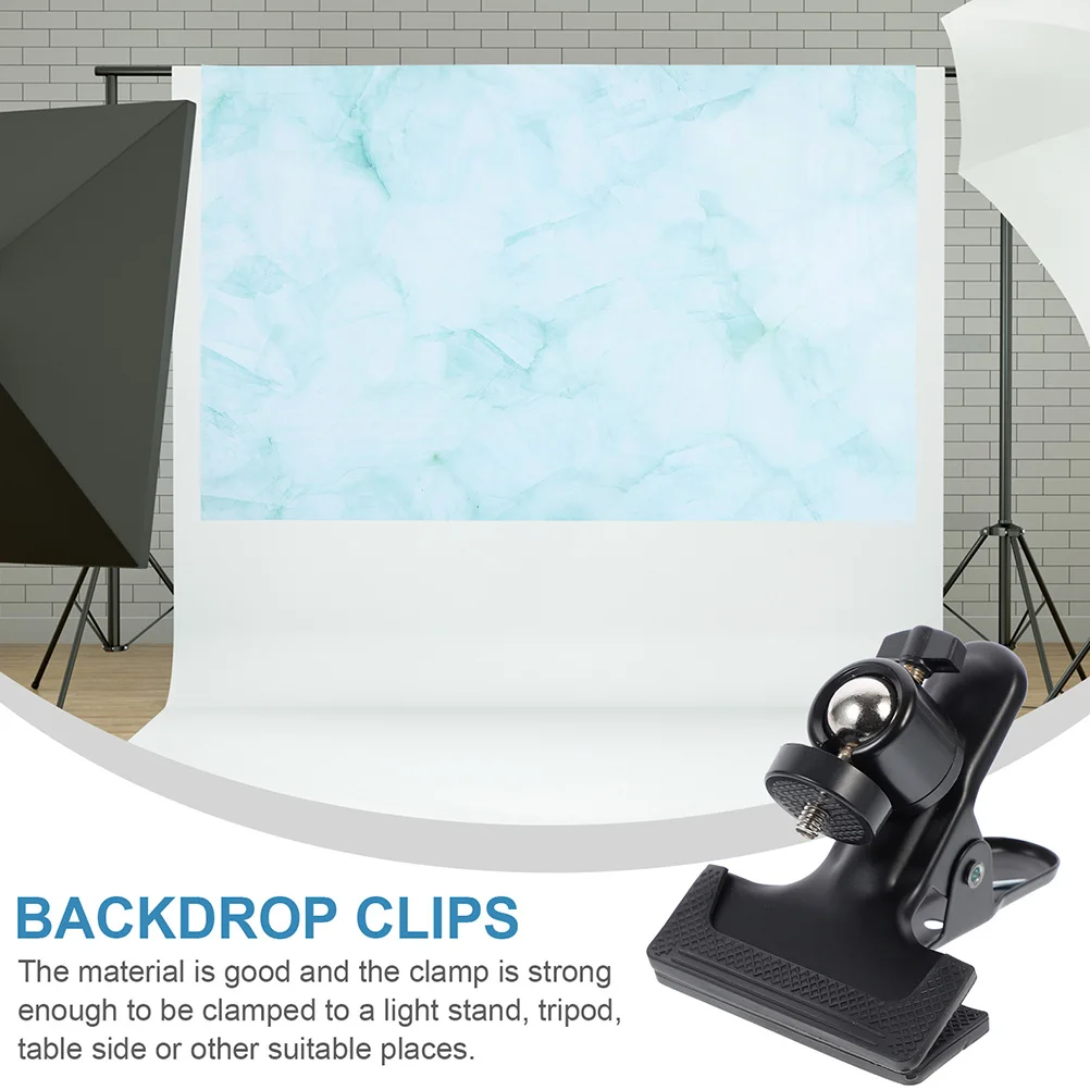 

2Pcs Heavy Duty Backdrop Clip Holder for Photography Camera Flash Ball Head Mount Tripod Clamp with Rubber Protection