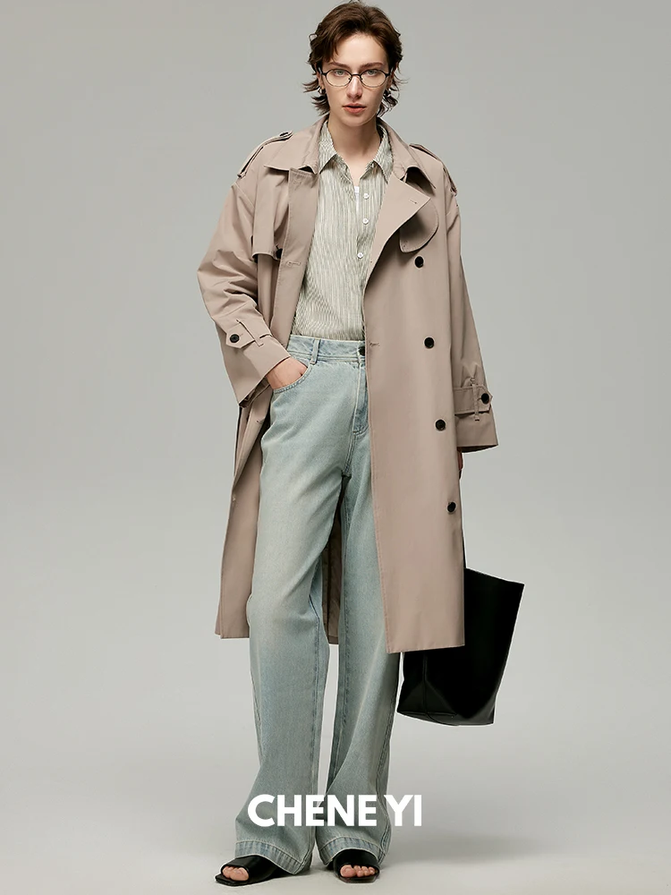 

Long Women's Windbreaker Coat High Densi Cotton Wihield Design ape Sensation Camere Outerwear Spring Commute Sle