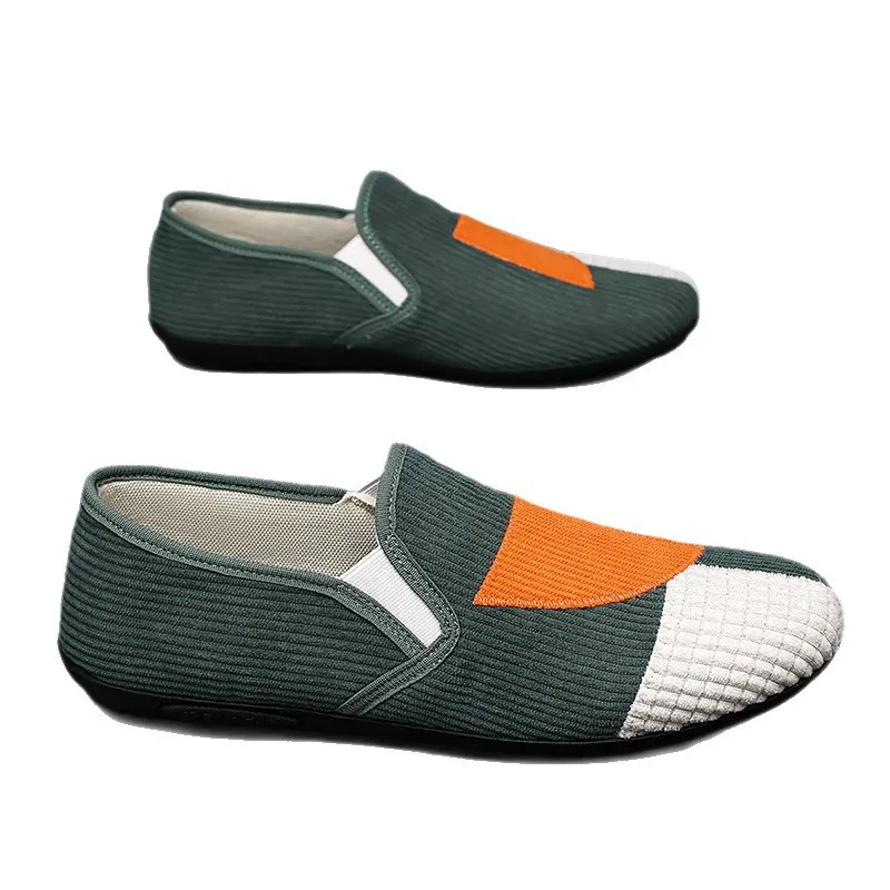 Men's Casual Loafers Breathable Knit Slip-on Shoes Lightweight Comfortable Walking Shoes for Daily Wear Green Color Block Design