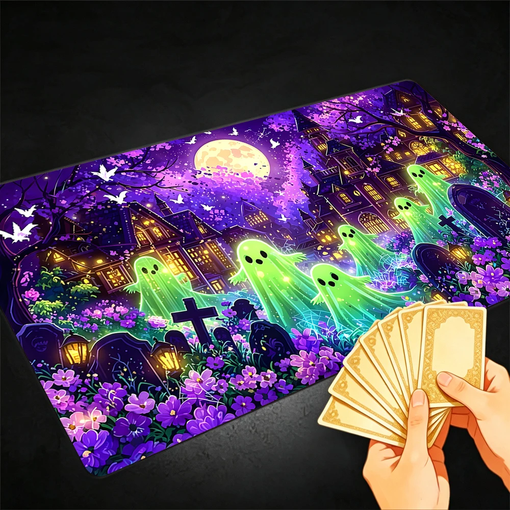 Magnificent Ghost Manor TCG Playmat Magic Playmat Gathering Gaming Mat with Stitched Edge Anti-slip base Trading Card Game