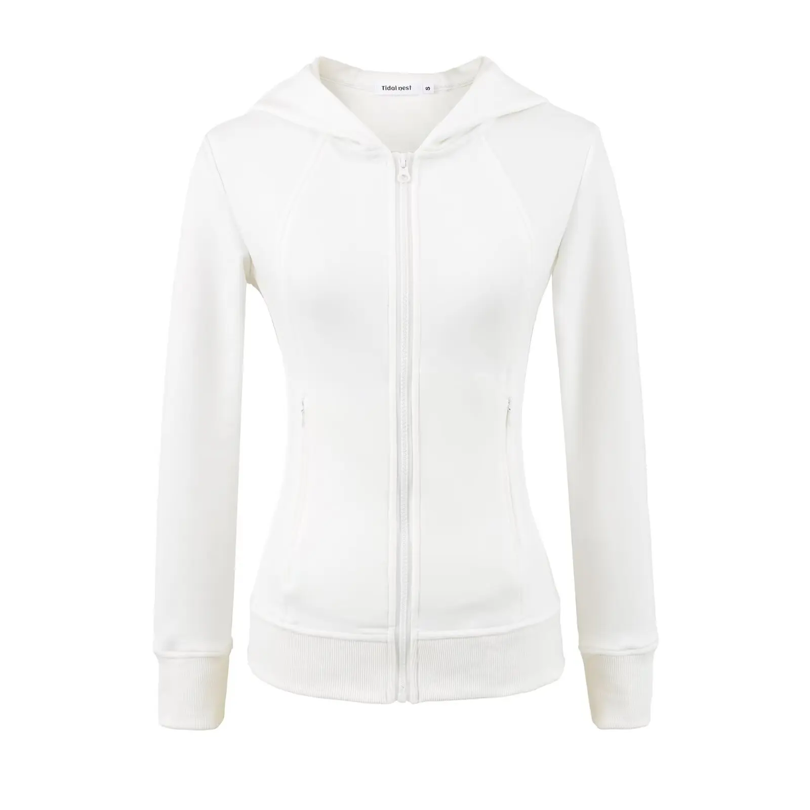 Slim Fit American Zipper Hooded Thin Fce Long Sve Waist Cinching Elastic Sweatirt Women Autumn Winter Versatile Long ...