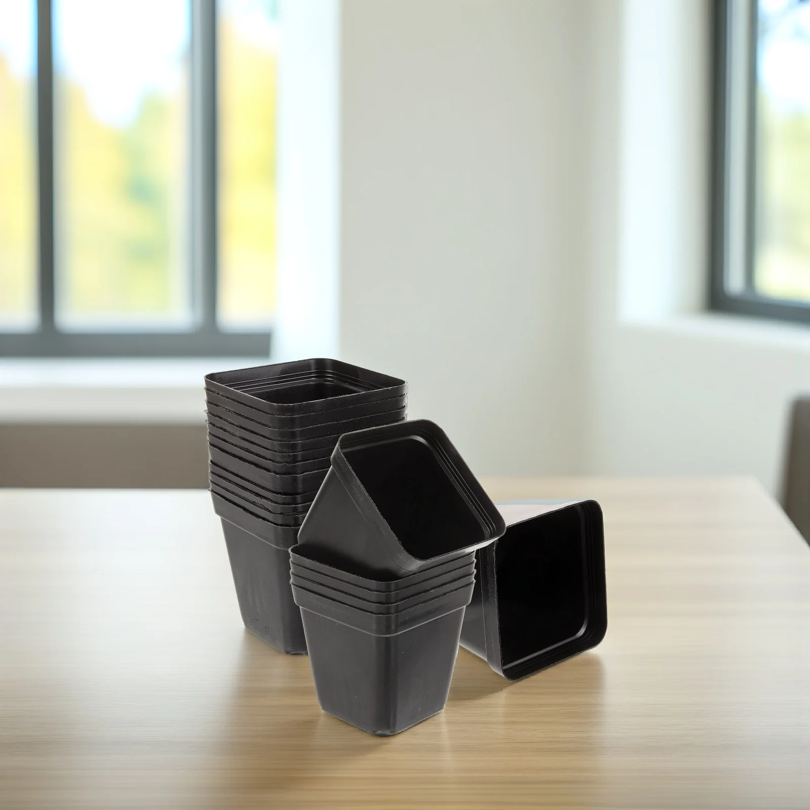 

120pcs Black Square Plastic Nursery Pots with Drainage Holes for Seedling Cultivation Planting Lightweight Durable Flower Pot