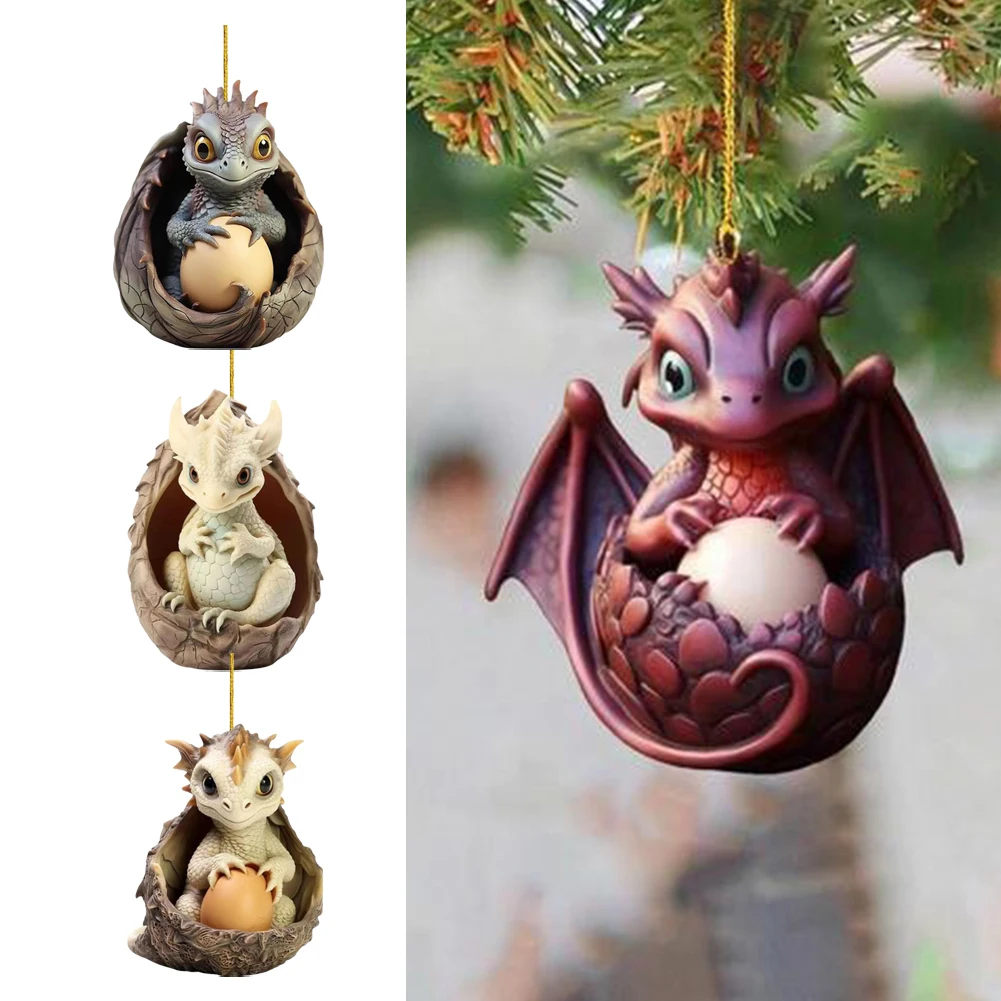 

Christmas Dragon Ornaments Novelty Hanging Ornament Cute Dragon Egg Decoration Acrylic for Home and Car Decoration