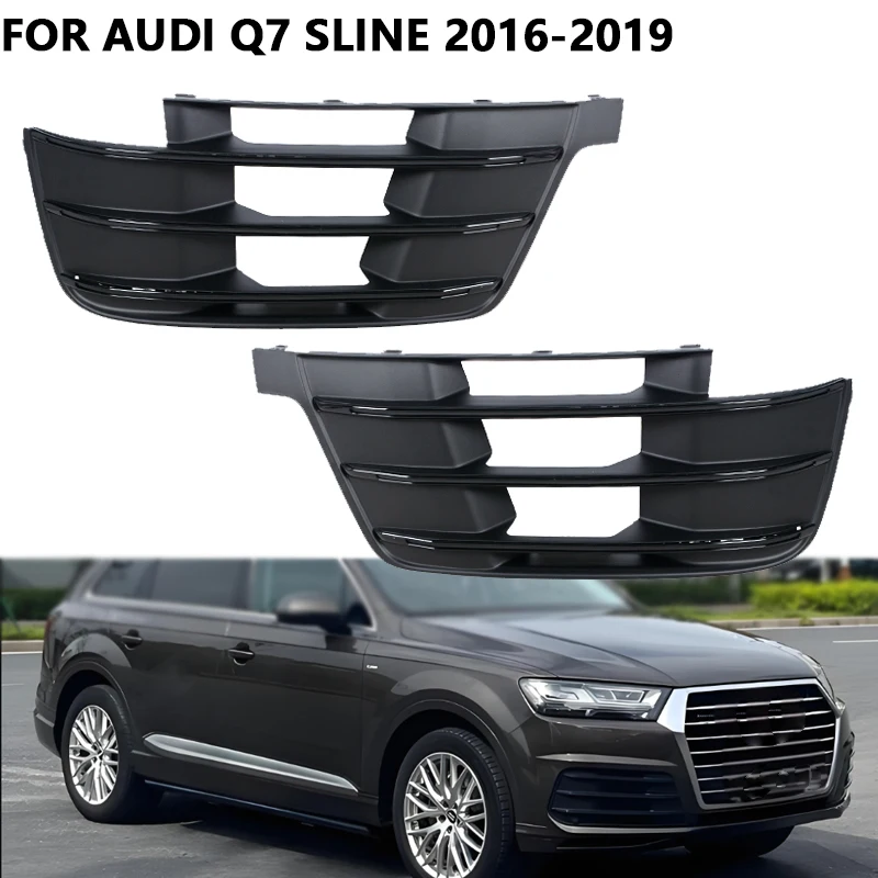 Front Bumper Foglight Grille For Audi Q7 Sline 2016 2017 2018 2019 Car Fog Lamp Grille Cover