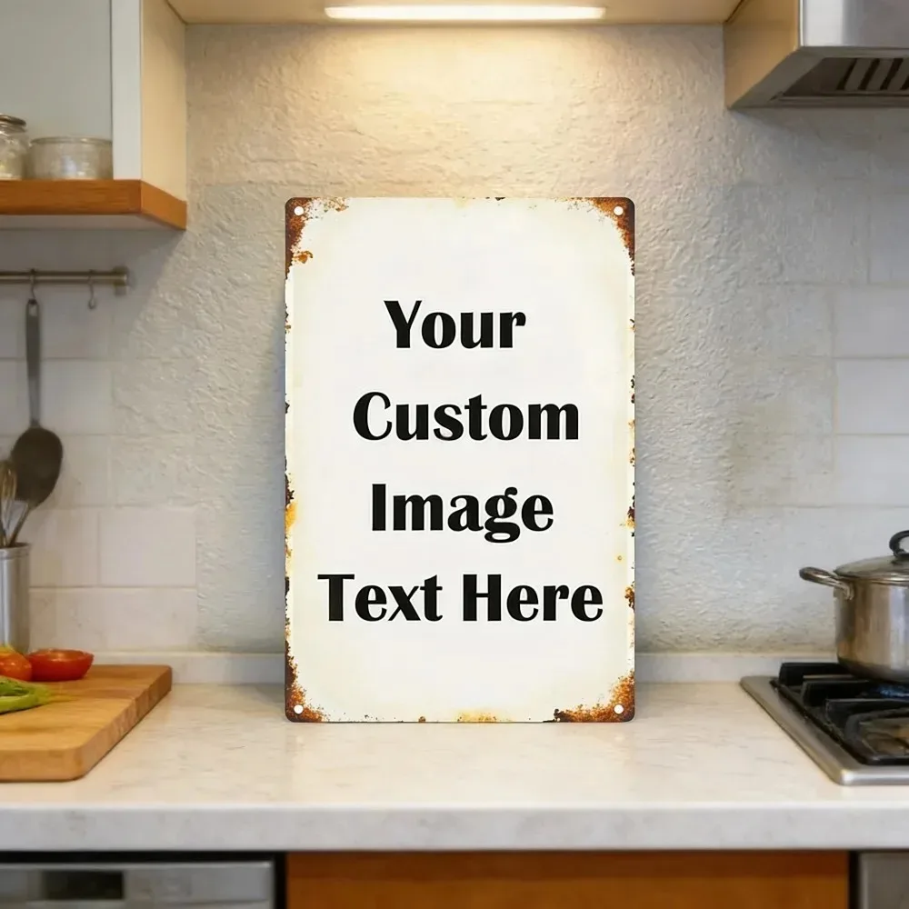 CIFbuy Customizable 2D Flat Metal Plaque 8x12In, Pre-drilled Waterproof Personalized Text Image Home Bar Garage Wall Art Ornamen