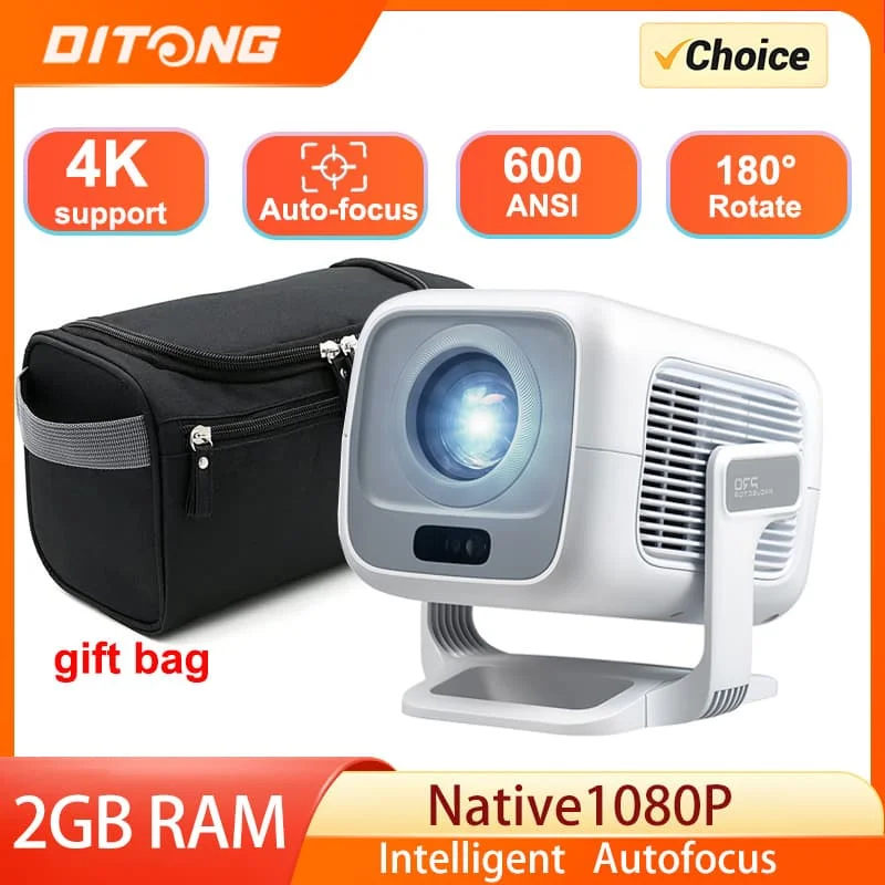 2025 DITONG X3Plus HD projector 1080P support 4K WIFI6 BT5.2 Android projector Auto-focus Auto-keystone Home theater projector