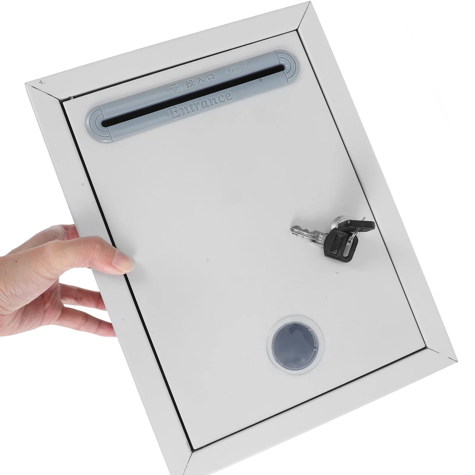 قفل صندوق اقتراحات معدني مثبت على الحائط صندوق جمع الاقتراع الآمن للتبرع مع قفل مفتاح فتحة لصناديق البريد لقفل المكتب #2