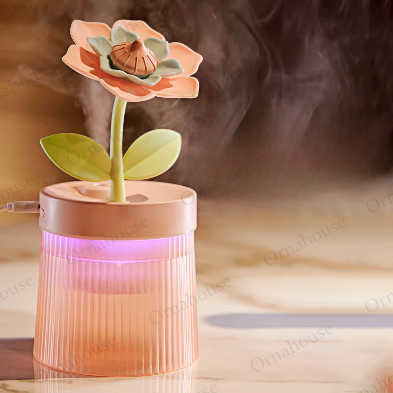 

Flower Aromatherapy Machine Colorful Night Light Humidifier Household Small Silent Heavy Mist Essential Oil Difusor De Aroma