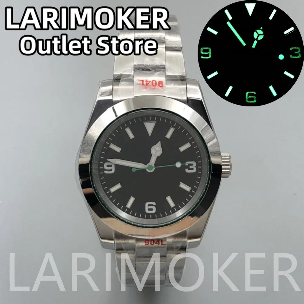 

LARIMOKER 39mm NH35A MIYOTA 8215 PT5000 Automatic Men Watch Sapphire Crystal Green Luminous Stainless Steel Sliding Buckle