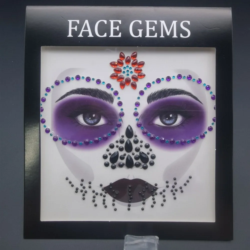 

3D Resin Face Rhinestone Sticker Colorful Clown Makeup Halloween Fake Tattoo Shiny Halloween Decor Jewelry Face Sticker Body Art