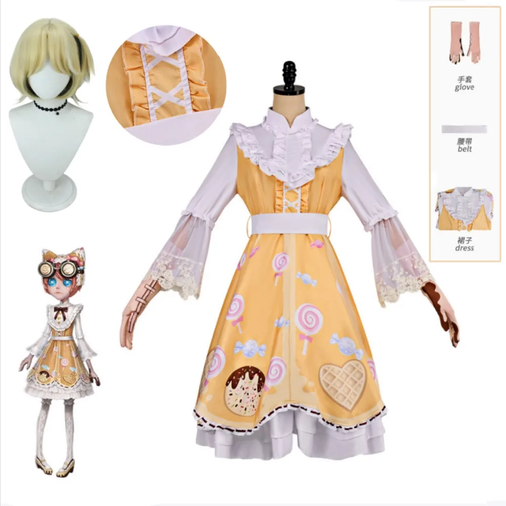 

Identity V Mechanic Tracy Reznik Candy Girl Cute Lolita Cosplay Costume Full Set Wig and Accessories Halloween Comic-Con Outfit