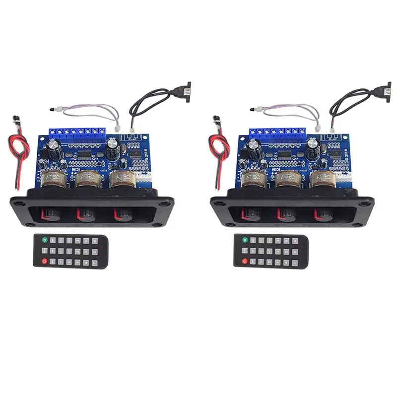 Exquisite-2X 2X25W+50W 2.1 Channel Bluetooth 5.0 Subwoofer Class D Audio Amplifier Board Kit With DC Female+USB Cable