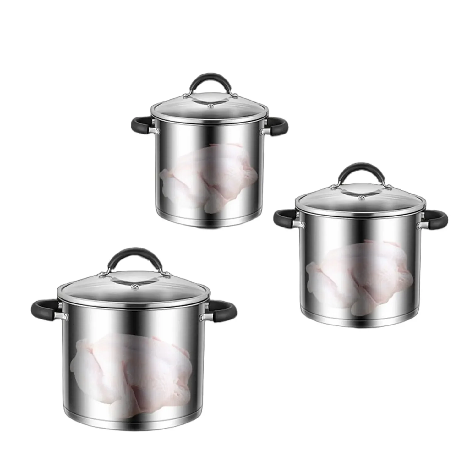 Certified 304 Stainless Steel Kitchen Lobster Stewing Pot Ultra Thick 12.5L Barrel Straight Stockpot for Chicken and Pasta