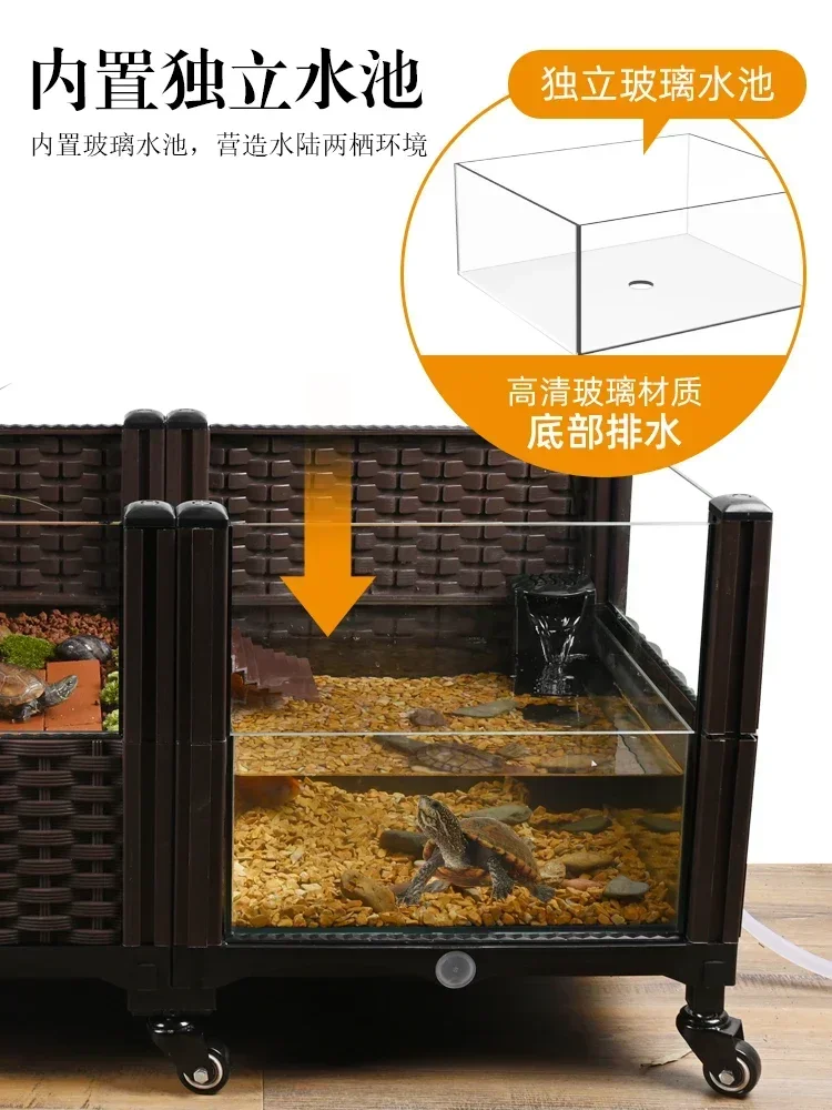 Factory Direct 2026 Long - lasting For Yellow Edge Turtle Special Amphibious Feeding Tank Extra Large Ecological Landscaping Pla