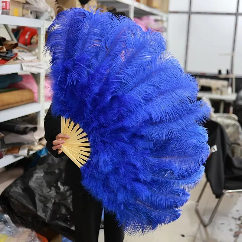 Cheap Sale Beautiful Dancing Dyed Colors Plumes Fans Large Fluffy Ostrich Feather Fan for Carnival Performance Decoration