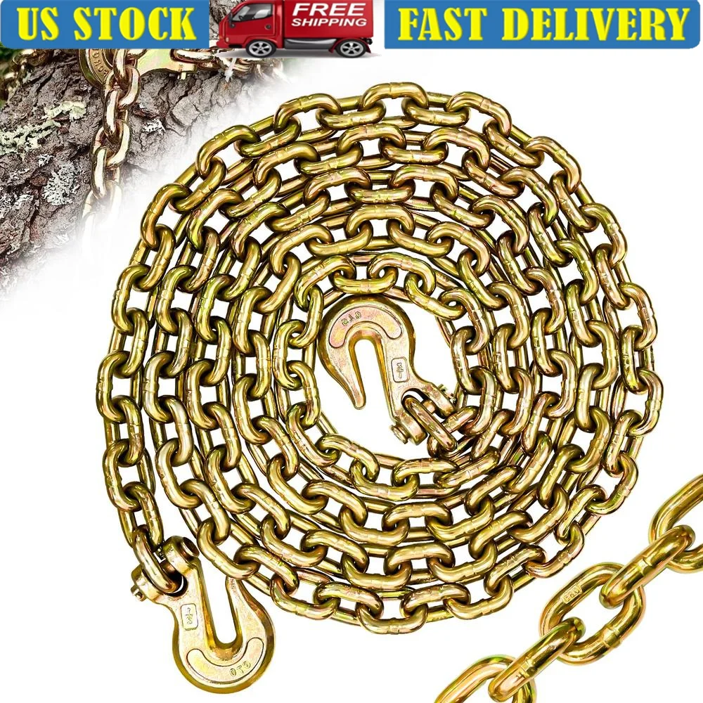 Grade 80 16 Ft Heavy Duty Safety Binder Chain with 1/2 Inch Clevis Snap Hooks 11300 Lbs Working Limit High Strength Durable