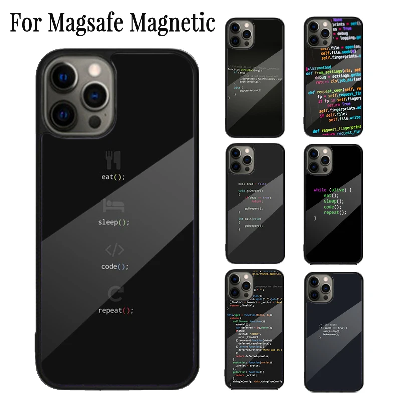 Coding Programmers code Magnetic Phone Case Coque For iPhone 16 15 14 Plus 13 12 Mini 11 Pro Max Magsafe Wireless Charging Cover