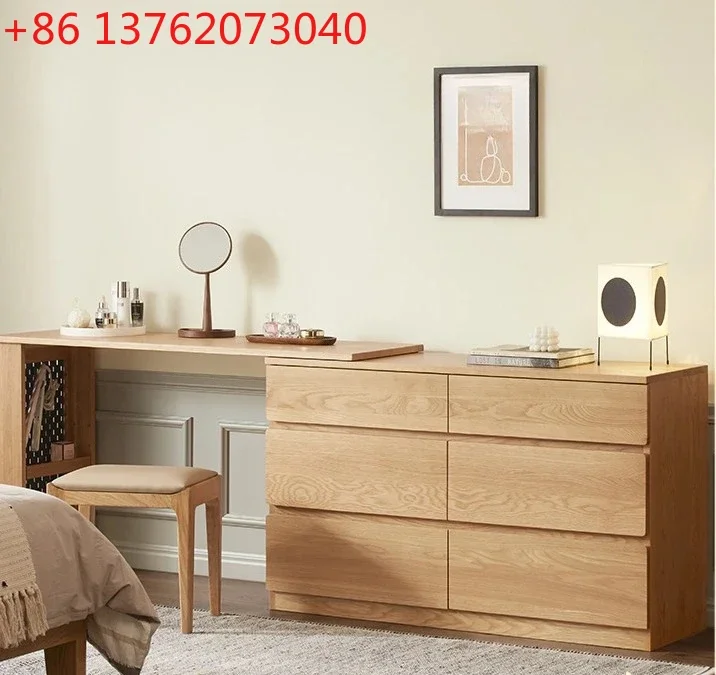 

Nordic Minimalism Solid Wood Chest of Drawers Dresser Integrated Modern Bedroom Ultra-Thin Storage Bed Front Cabinet