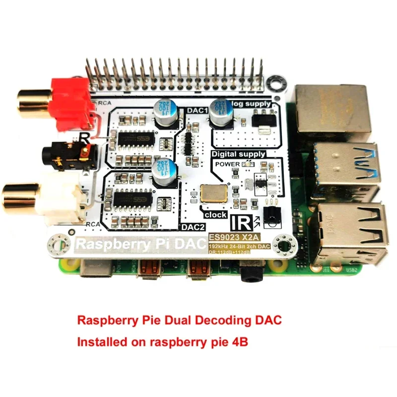 Lusya Dual ES9023 Volumio Moode Raspberry Pi DAC kompatybilny z 4B 3B + 3B 3A 2B ZERO W 2W dekodowanie HIFI I2S