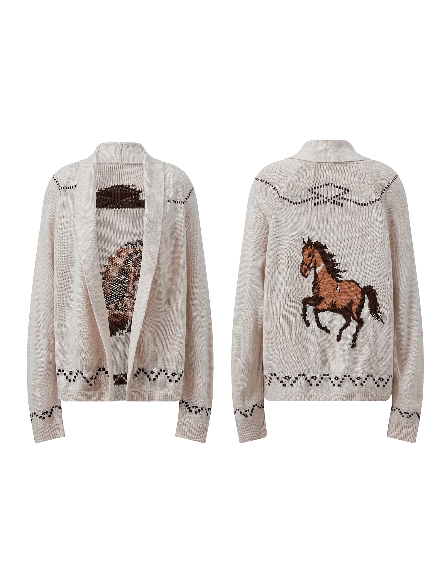 Wintertrui voor dames, trui met lange mouwen, ronde hals, sneeuwvlokprint, gebreide kleding met geribbelde manchetten en zoom