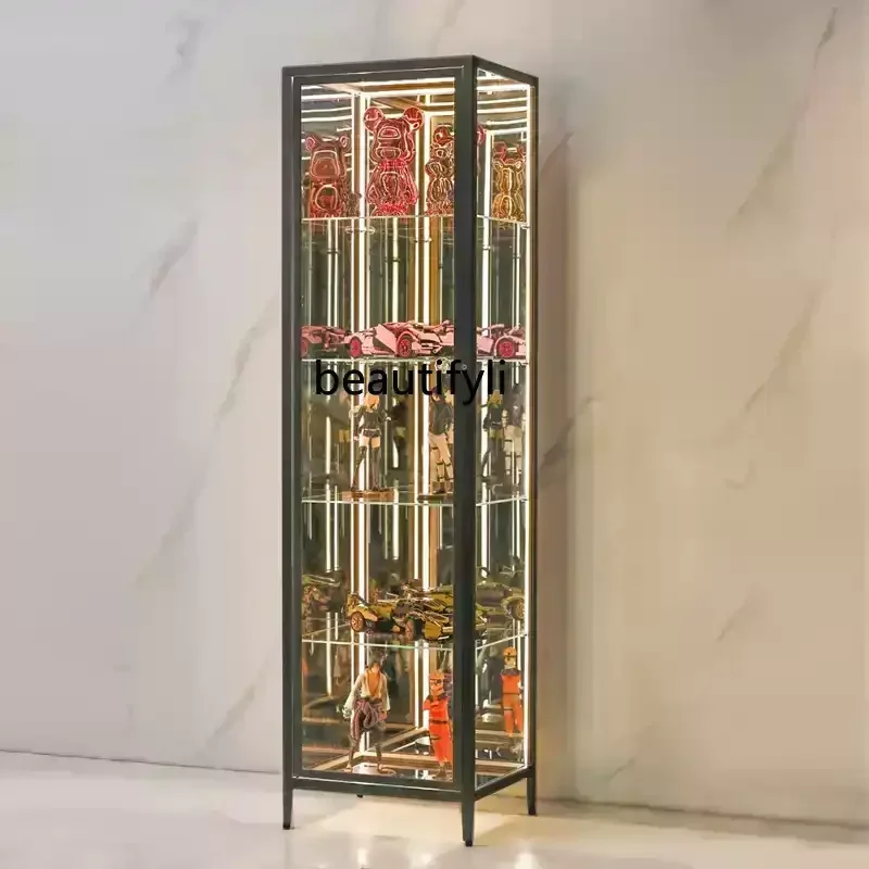 Household aluminum alloy transparent display cabinet model with lamp high-end display tempered glass cabinet can be customized